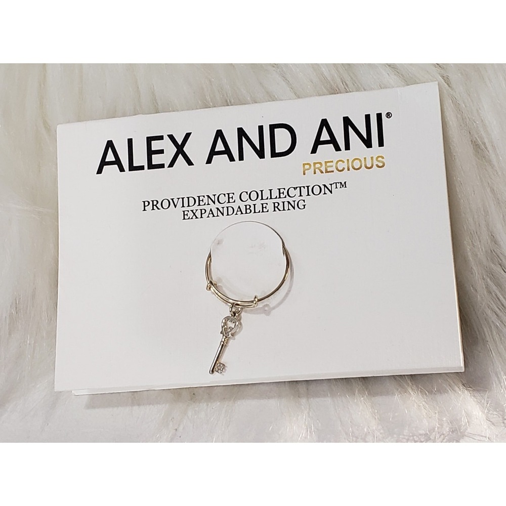 NEW ALEX AND ANI THE SKELETON KEY STERLING SILVER ADJUSTABLE EXPANDABLE RING